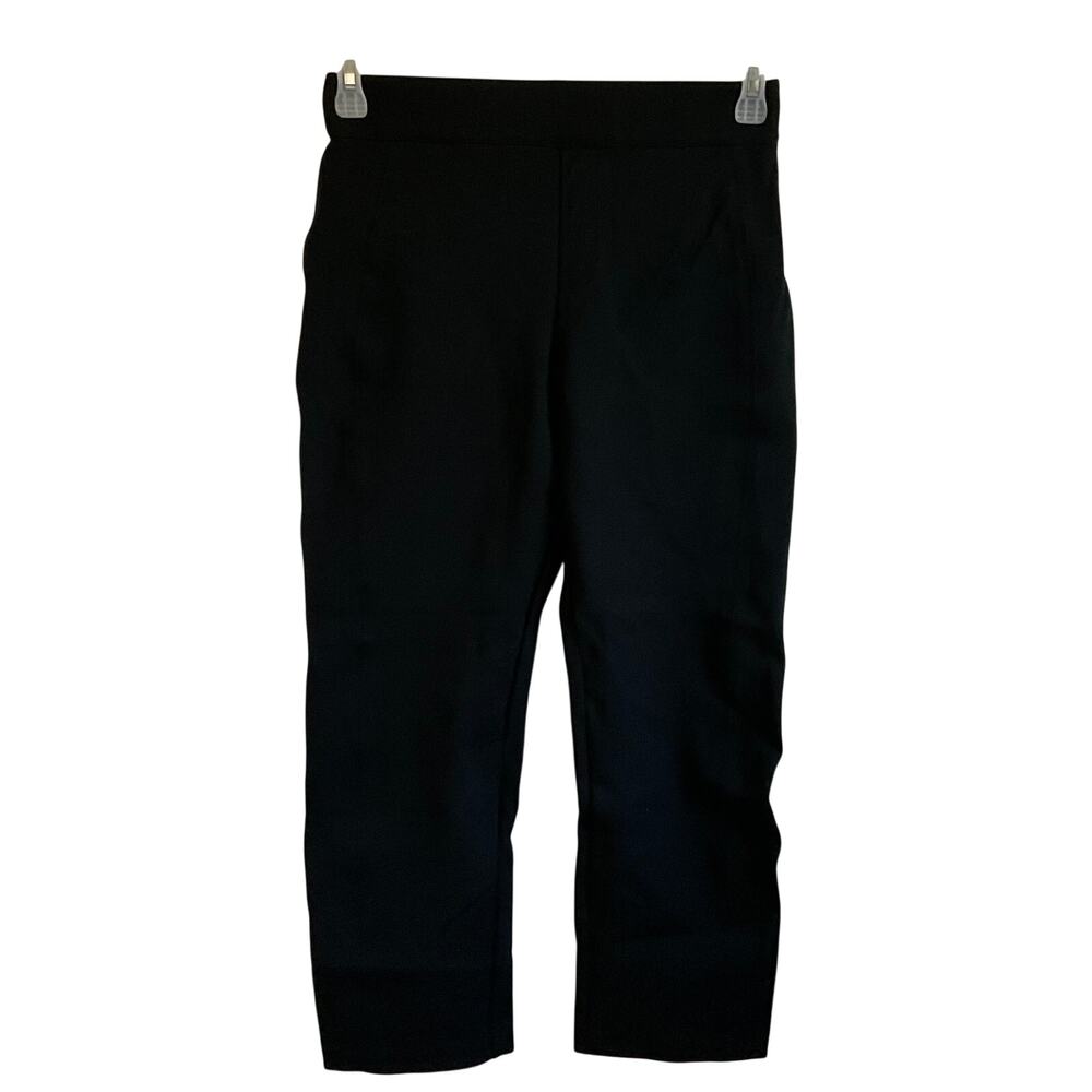 SPANX Medium‎ Petite Black Ankle Cropped Pull on Black Dress Pants Minimalist